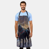 ブラックラブラドールクリスマスフェスティバルシーズン エプロン (着用した状態)