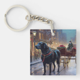 ブラックラブラドールクリスマスフェスティバルシーズン キーホルダー