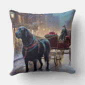 ブラックラブラドールクリスマスフェスティバルシーズン クッション (裏面)