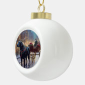 ブラックラブラドールクリスマスフェスティバルシーズン セラミックボールオーナメント (右)