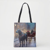 ブラックラブラドールクリスマスフェスティバルシーズン トートバッグ (正面)