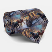 ブラックラブラドールクリスマスフェスティバルシーズン ネクタイ (ロール)