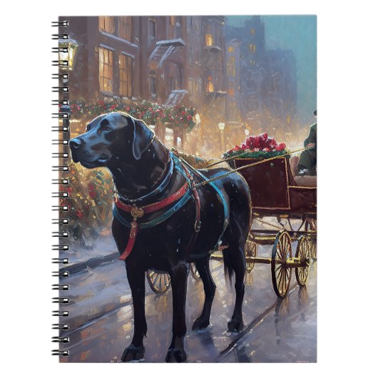 ブラックラブラドールクリスマスフェスティバルシーズン ノートブック (正面)