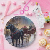 ブラックラブラドールクリスマスフェスティバルシーズン ペーパープレート (パーティー)