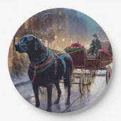 ブラックラブラドールクリスマスフェスティバルシーズン ペーパープレート (正面)
