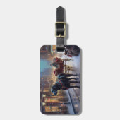 ブラックラブラドールクリスマスフェスティバルシーズン ラゲッジタグ (正面縦)