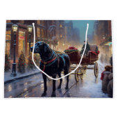 ブラックラブラドールクリスマスフェスティバルシーズン ラージペーパーバッグ (正面)