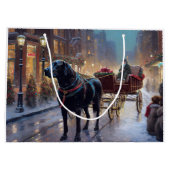ブラックラブラドールクリスマスフェスティバルシーズン ラージペーパーバッグ (裏面)