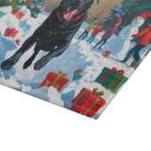 ブラックラブラドールクリスマスフェスティバルスノーシーン カッティングボード (角)