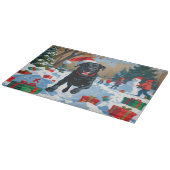 ブラックラブラドールクリスマスフェスティバルスノーシーン カッティングボード (角)