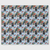 ブラックラブラドールクリスマスフェスティバルスノーシーン ラッピングペーパー (フラット)