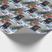 ブラックラブラドールクリスマスフェスティバルスノーシーン ラッピングペーパー (角)