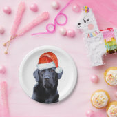 ブラックラブラドールクリスマスホリデーキュートサンタドッグ ペーパープレート (パーティー)