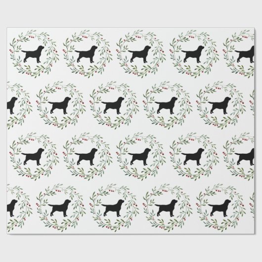 ブラックラブラドールクリスマスリースレトリエバードッグ ラッピングペーパー (フラット)