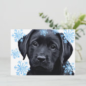 ブラックラブラドールクリスマス – かわいい子犬のブラックラボ シーズンカード (スタンド正面)