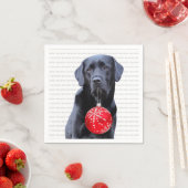 ブラックラブラドールクリスマス – かわいい犬の子犬 スタンダードカクテルナプキン (インサイチュ)
