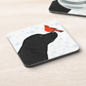 ブラックラブラドールクリスマス コースター (左側)