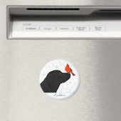 ブラックラブラドールクリスマス（鳥）ショウジョウコウカンチョウ – かわいい犬 マグネット (インサイチュ (食洗機))