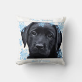 ブラックラブラドールクリスマス – Black Lab クッション (正面)