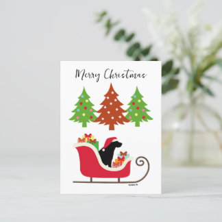 ブラックラブラドールシルエットクリスマスそり シーズンポストカード