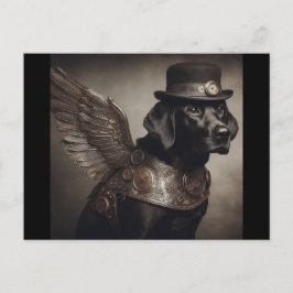 ブラックラブラドールスチームパンク ポストカード