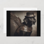 ブラックラブラドールスチームパンク ポストカード (正面/裏面)