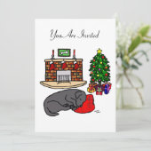 ブラックラブラドールスリープクリスマスパーティー 招待状 (スタンド正面)