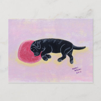 ブラックラブラドールスリープ絵画ズ ポストカード