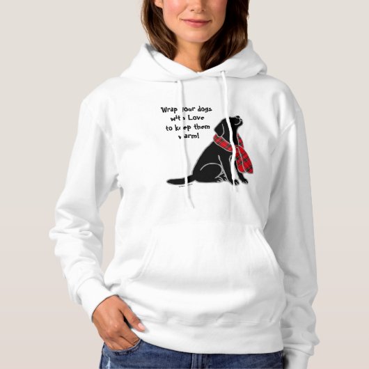 ブラックラブラドールタータンチェックスカーフ パーカ (正面)