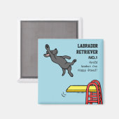 ブラックラブラドールダイビング マグネット (正面/裏面)