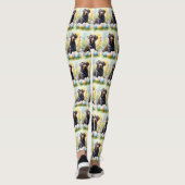 ブラックラブラドールドッグとイースターエッグホリデイ レギンス (裏面)