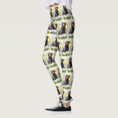 ブラックラブラドールドッグとイースターエッグホリデイ レギンス (左)