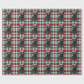 ブラックラブラドールドッグアンドホリデープレイドクリスマス ラッピングペーパー (フラット)