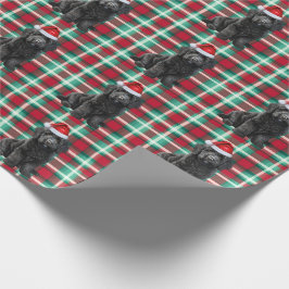 ブラックラブラドールドッグアンドホリデープレイドクリスマス ラッピングペーパー