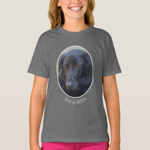 ブラックラブラドールドッグアートパーソナライズされた Tシャツ