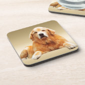 ブラックラブラドールドッグウォーターカラーアート絵画ズ コースター (左側)