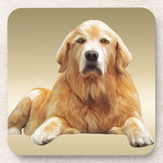 ブラックラブラドールドッグウォーターカラーアート絵画ズ コースター (正面)