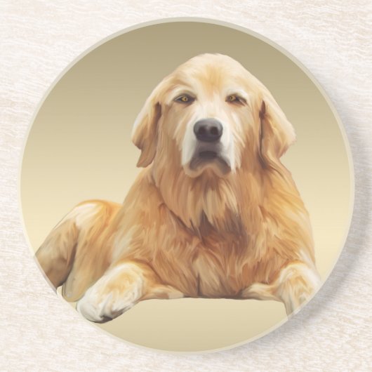 ブラックラブラドールドッグウォーターカラーアート絵画ズ コースター (正面)