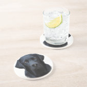 ブラックラブラドールドッグウォーターカラーアート絵画ズ コースター (側面)