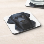 ブラックラブラドールドッグウォーターカラーアート絵画ズ コースター (左側)