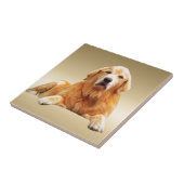 ブラックラブラドールドッグウォーターカラーアート絵画ズ タイル (側面)