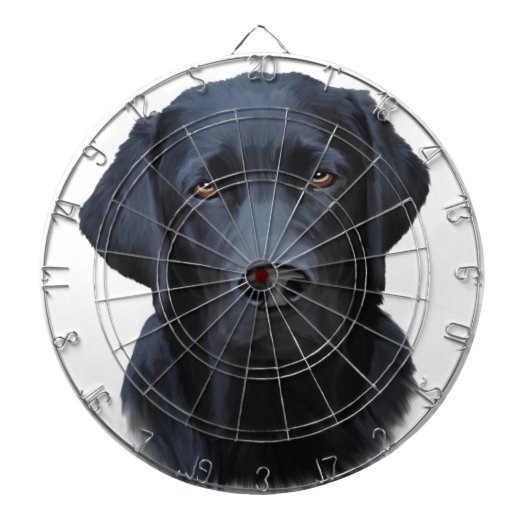 ブラックラブラドールドッグウォーターカラーアート絵画ズ ダーツボード (正面)