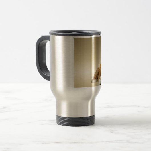 ブラックラブラドールドッグウォーターカラーアート絵画ズ トラベルマグ (正面左)