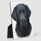 ブラックラブラドールドッグウォーターカラーアート絵画ズ フォトプラーク (側面)