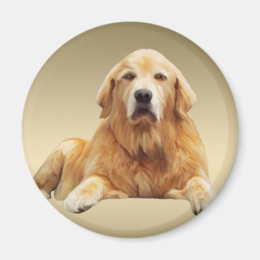 ブラックラブラドールドッグウォーターカラーアート絵画ズ マグネット (正面)