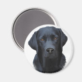 ブラックラブラドールドッグウォーターカラーアート絵画ズ マグネット (正面/裏面)