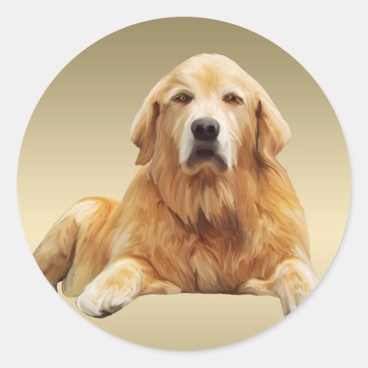 ブラックラブラドールドッグウォーターカラーアート絵画ズ ラウンドシール (正面)