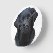 ブラックラブラドールドッグウォーターカラーアート絵画ズ ラウンド壁時計 (傾斜)