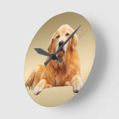 ブラックラブラドールドッグウォーターカラーアート絵画ズ ラウンド壁時計 (傾斜)