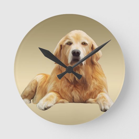 ブラックラブラドールドッグウォーターカラーアート絵画ズ ラウンド壁時計 (正面)